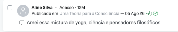 Comentário de aluna na área de estudos