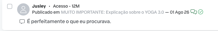 Comentário de aluna na área de estudos